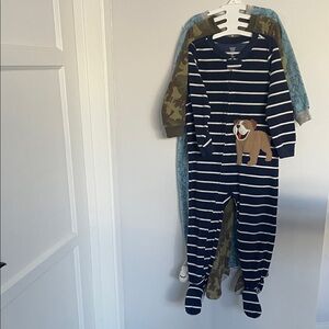 Carter's Navy and White Striped Footie with Bulldog